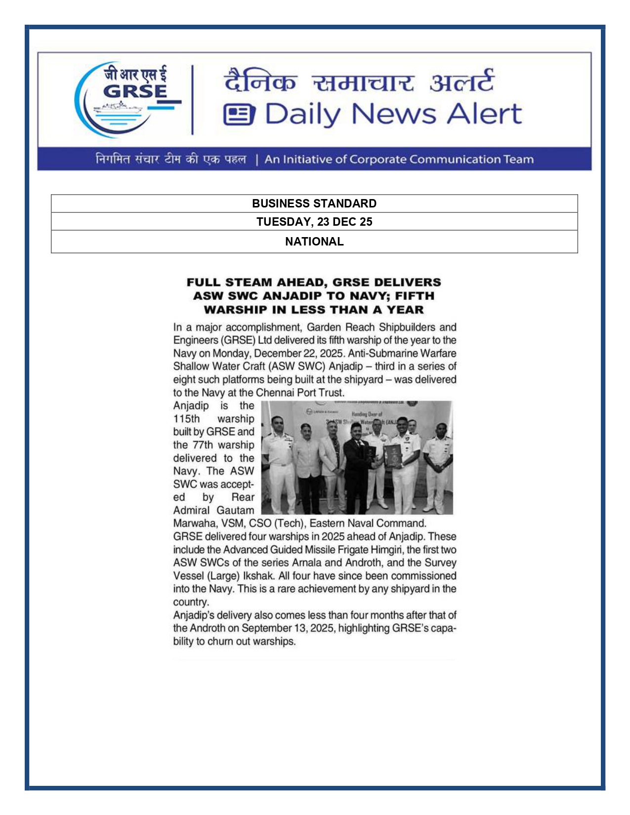   Press Coverage: 23 DEC 25: THE STATESMAN